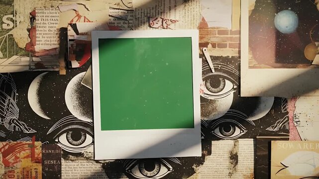 Surreal Collage Video: Green Screen Polaroid, Eyes, Moons, and Vintage Textures