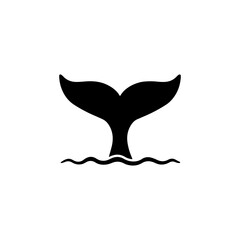 Naklejka premium Whale tail icon silhouette vector flat illustration design.