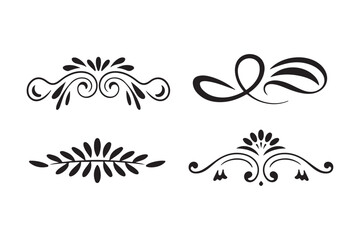 Elegant black flourish ornaments for design and decoration