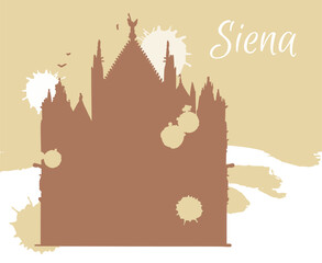 Obraz premium Line art drawing of Duomo di Siena Cathedral, Italy, architecture tourism landmark, travel destination illustration