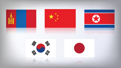 Illustration Vector Featuring China, Japan, South Korea, North Korea and Mongolia  Identities