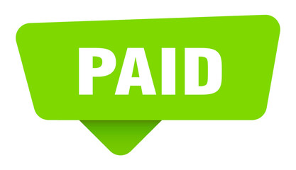 paid green sign isolated on transpatent background. paid sticker