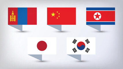 Illustration Vector Featuring China, Japan, South Korea, North Korea and Mongolia  Identities