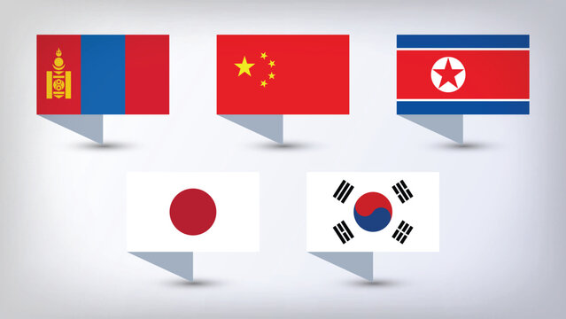 Illustration Vector Featuring China, Japan, South Korea, North Korea and Mongolia  Identities