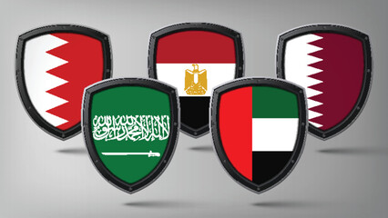 Illustration Vector Featuring Saudi Arabia, UAE, Qatar, Egypt and Bahrain Identities
