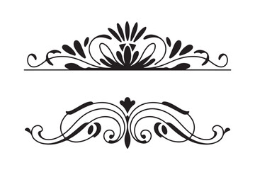 Elegant black flourish ornaments and decorative borders