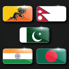 Illustration Vector Featuring India, Pakistan, Bangladesh, Nepal and Bhuthan  Identities