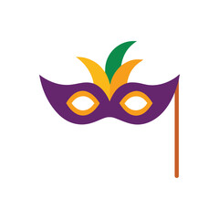 A colorful Mardi gras mask with stick vector art illustration