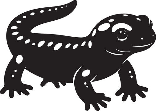 black salamander with white spots clip art preview