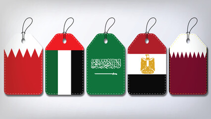 Illustration Vector Featuring Saudi Arabia, UAE, Qatar, Egypt and Bahrain Identities