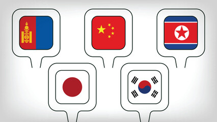 Illustration Vector Featuring China, Japan, South Korea, North Korea and Mongolia  Identities