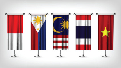 Illustration Vector Featuring Thailand, Indonesia, Malaysia, Philippines and Vietnam Identities