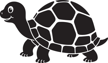 Cute Turtle Silhouette Vector &ndash; Cartoon Tortoise Clipart Illustration
