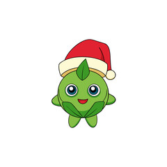 cartoon lovage on christmas hat art vector