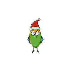 cartoon pimento stuffed olive on christmas hat art