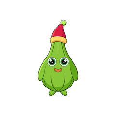 cartoon pointed gourd on christmas hat art vector