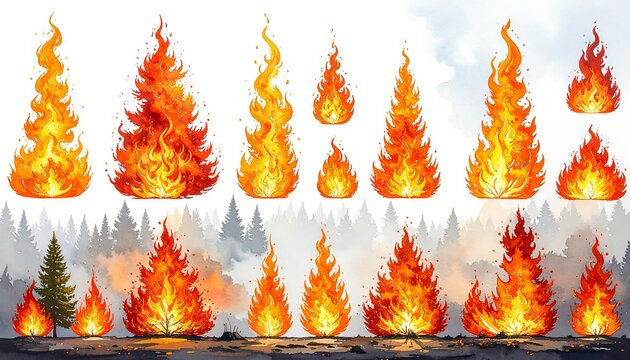 Forest fire flames
