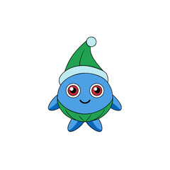 cartoon water spinach on christmas hat art vector