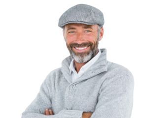 Confident man smiling portrait bright casual style isolated on transparent background