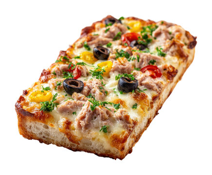 Delicious tuna pizza kitchen food cozy atmosphere isolated on transparent background