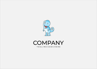 Cute Cartoon Dinosaur Mascot – Happy Blue Dino Character Vector Illustration for Kids Logo, Game, Toy, Education, and Fun Branding Design.