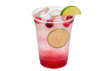 vodka cranberry cocktail with lime and fresh cranberries