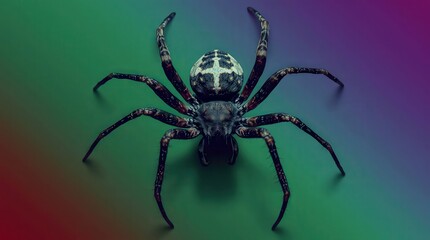 Obraz premium Detailed spider macro shot on vibrant gradient background