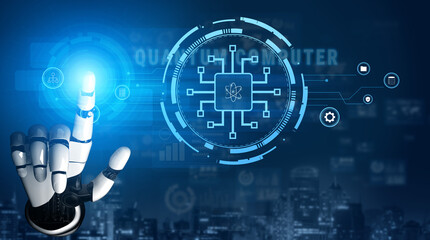 AI on a quantum computer processor, the future of technology. The architecture of a quantum computer revolutionizes high-performance AI computing. Motif