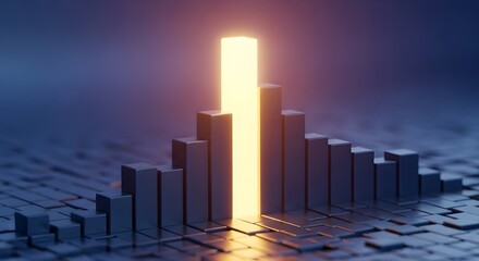 3D Bar Chart Visualizing Data Growth and Outstanding Performance