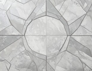 Symmetrical Geometric Pattern on a Textured Stone Surface.