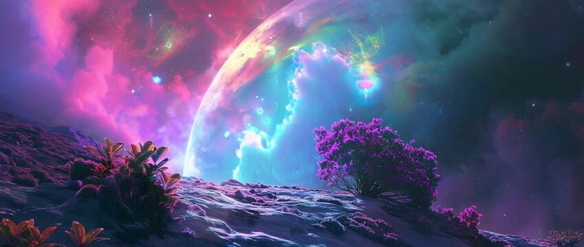 Colorful extraterrestrial landscape