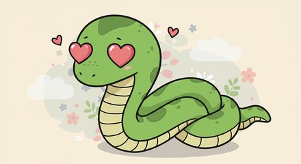 Fototapeta premium Cute snake cartoon illustration