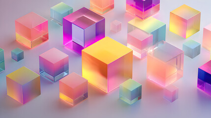Stunning array of vibrant, luminous cubes radiating energy and modern elegance for creative projects, presentations, and innovative marketing campaigns