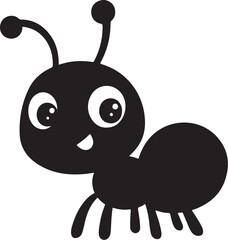 Cute Ant Silhouette Vector – Cartoon Insect Clipart Illustration