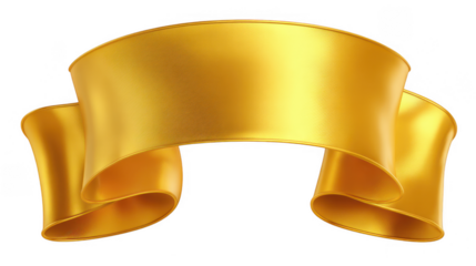 Golden ribbon banner isolated on transparent background