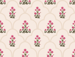 Vector Hand drawn colourful geometric flowers Motifs African boho paisley, seamless patterns with floral for fabric Ethnic Indian Pattern, textiles, clothing, wrapping paper, backdrop, banner.  © nongnuch_l