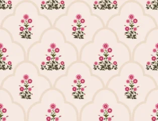 Fototapeten Afrikanische Motive Vector Hand drawn colourful geometric flowers Motifs African boho paisley, seamless patterns with floral for fabric Ethnic Indian Pattern, textiles, clothing, wrapping paper, backdrop, banner.   © nongnuch_l