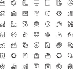 Payment line icons set. Cash money, coins in hand, credit card, wallet, bank check, cashless pay, receipt, contactless purchase vector illustration. 