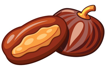 Fruits Flat Design Icon Set and Colorful & Healthy Illustration