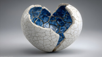 Stunning cracked ceramic sphere reveals vibrant abstract mosaic interior, a symbol of resilience and hidden beauty.
