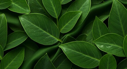 A Lush Green Background of Fresh Leaves and Natural Foliage