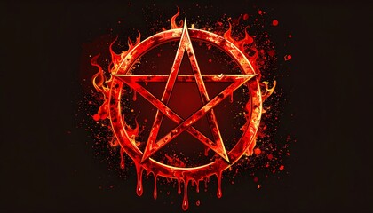 Fiery pentagram dripping with crimson