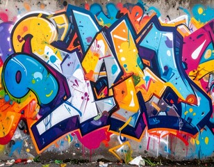 Vibrant Graffiti Wall Art Colorful Sprays.