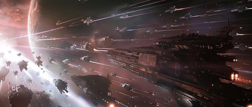 Spaceship battle in space