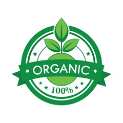 Vibrant Green Organic 100% Certification Label
