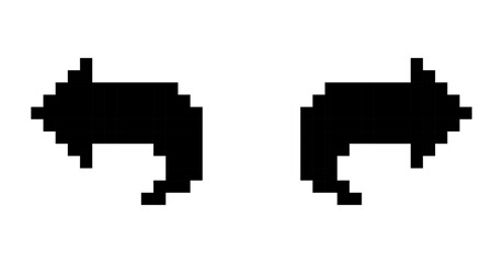 Pixelated arrow icons, undo and redo symbol, vector illustration, Pixel art.