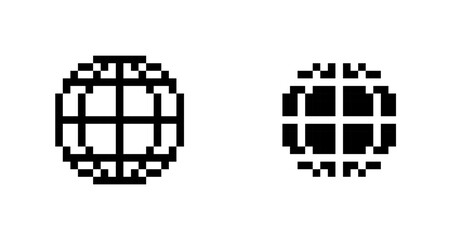 Pixelated globe icons, internet and world symbol, vector illustration, Pixel art.