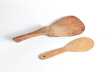 Large and medium rice cooker ladles Isolated on white background