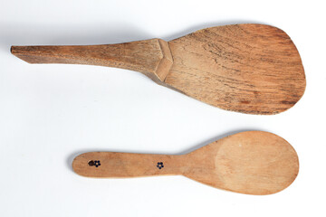 Large and medium rice cooker ladles Isolated on white background