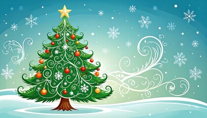 Festive Christmas Tree Illustration